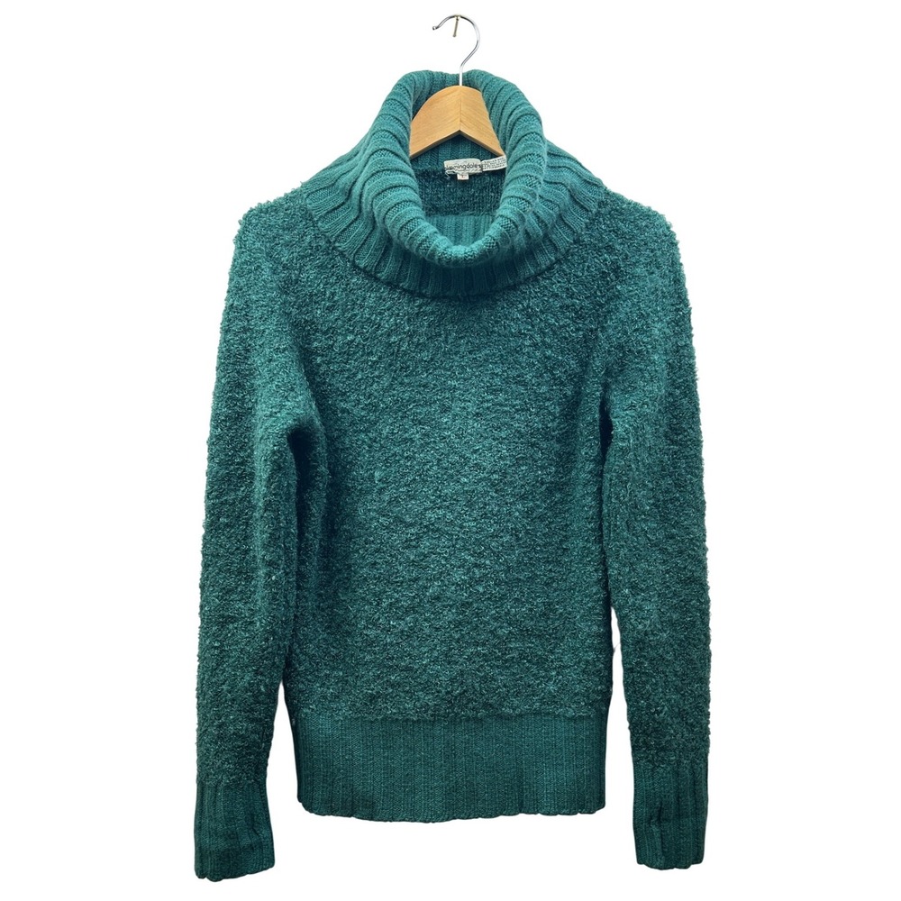 Bloomingdales Womens L Mohair Wool Bouclé Cowl Neck Sweater Christmas Green‎ Vtg